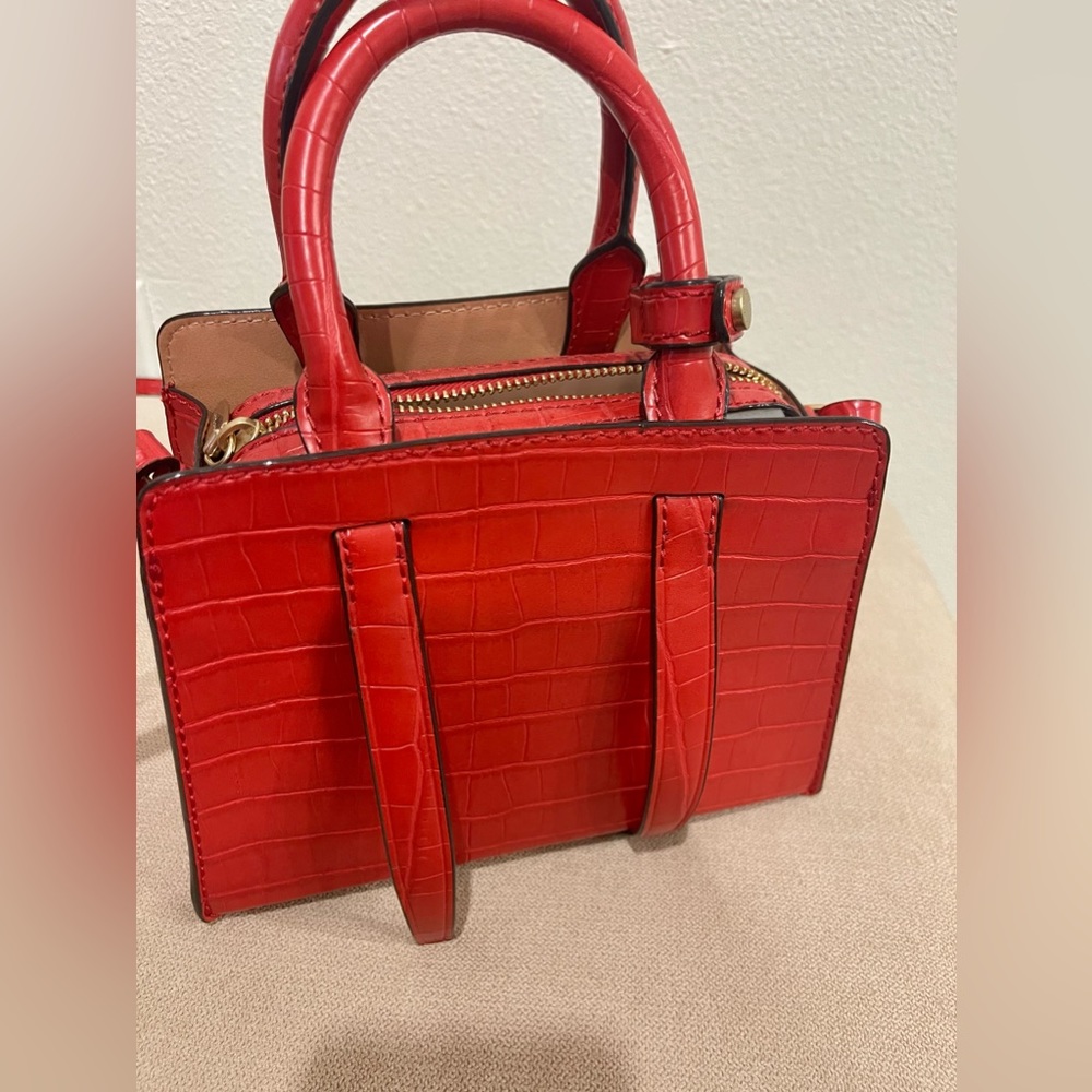 Charles & Keith Red Top Handle Bag | Croc-embossing | Never Used - Picture 4 of 6
